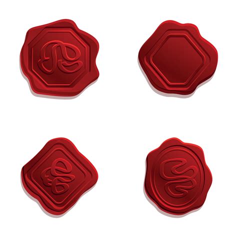 Wax seal icons set cartoon vector. Retro realistic red stamp 38938597 ...