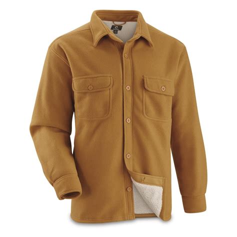 Guide Gear Solid Sherpa-Lined Fleece CPO Shirt Jacket - 743146, Shirts ...