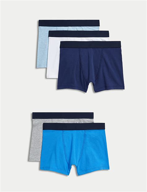 Buy 5pc Cotton with Stretch Trunks (5-16 Yrs) at Marks & Spencer