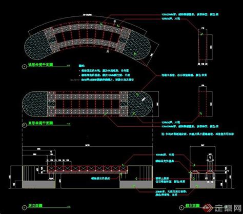弧形坐凳设计CAD施工图