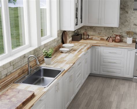 Shop allen + roth 8-ft. Natural Acacia Butcher Block Countertop and ...
