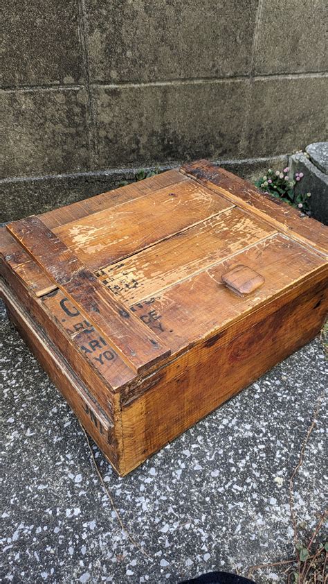 Vintage Wood Box Antique GearBox Wood Container ビンテージ ウッドボックス 木製 木箱 収納 ...