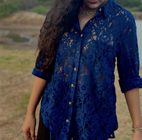 Women Navy Blue Lace Shirt – Ziona MuL