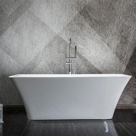 Maincraft 29.55-in x 59.1-in White Acrylic Freestanding Soaking Bathtub ...