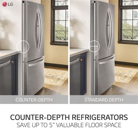 LG Counter-depth MAX 26.5-cu ft Smart French Door Refrigerator with Ice ...