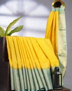 Green Silk Allover Golden Zari Weaving Checks Design with Kanchi Borde ...