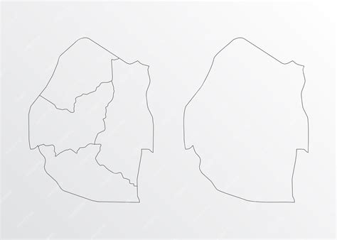 Premium Vector | Black Outline vector Map of Eswatini with regions on white background