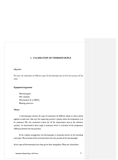 Labmanual - lab manual - 1. CALIBRATION OF THERMOCOUPLE Objective To ...
