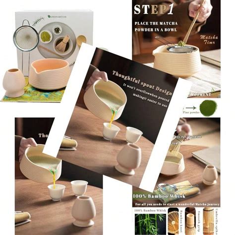 8 Pcs Matcha Whisk Set 17 Oz Matcha Bowl Kit With Spout And Matcha ...