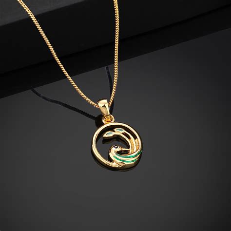 Buy Estele Gold Plated Encircled Peacock Designer Pendant for Women Online