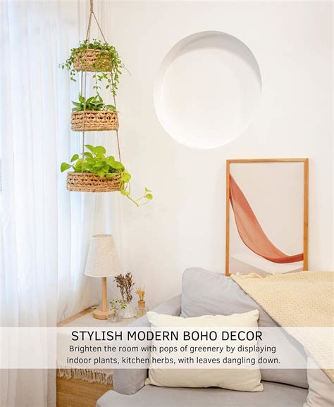 Buy Hanging Fruit Basket Woven 3 Tier for Kitchen, Handmade Natural ...