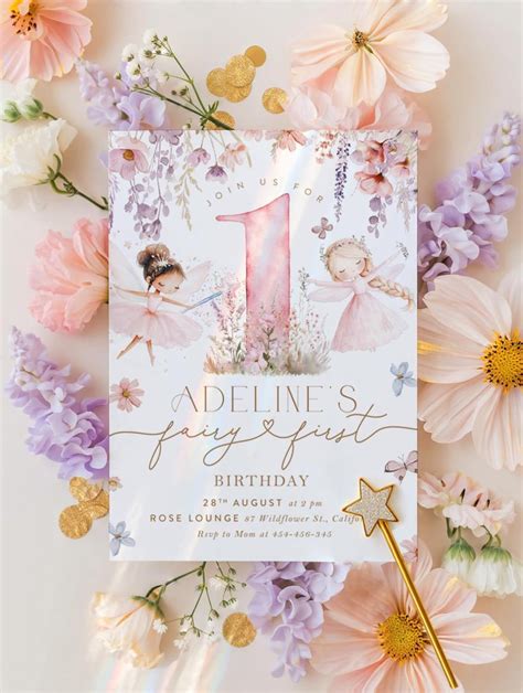 Fairy First Birthday Invitation Girl, Fairy 1st Birthday Invite, Garden, Enchanted Garden Fairy ...