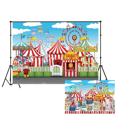 Lb 10x8ft Circus Backdrop Vinyl Red Circus Tents Stratus Playground ...