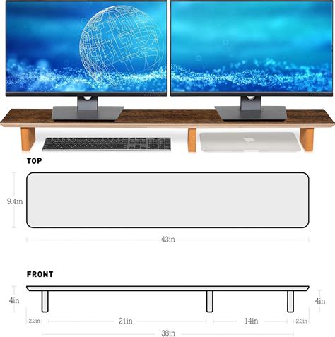 Buy Large Dual Monitor Stand Riser - Solid Wood Desk Shelf with Eco ...