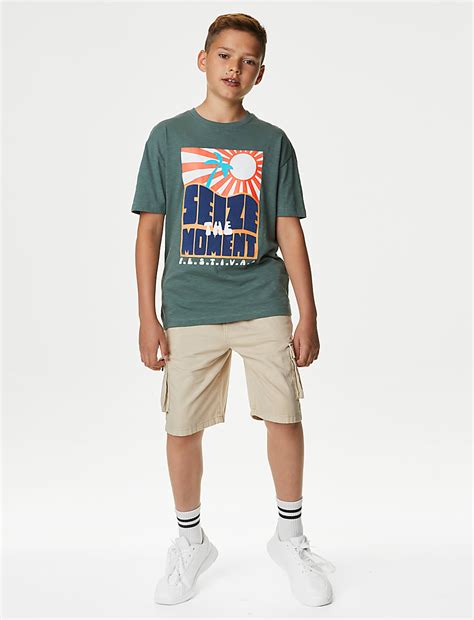 Buy Pure Cotton Festival Slogan T-Shirt (6-16 Yrs) at Marks & Spencer
