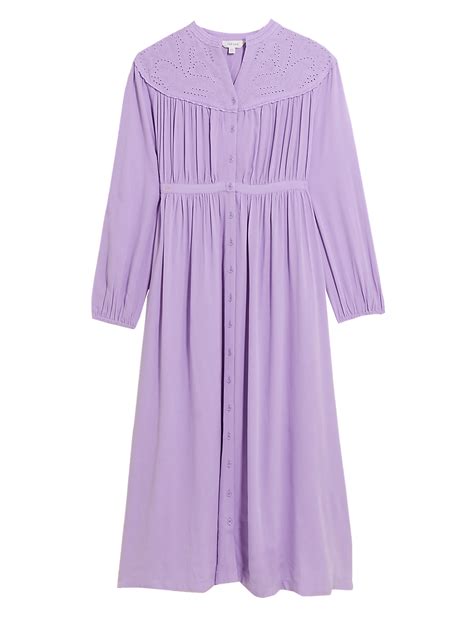 Buy Embroidered V-Neck Yoke Midi Shirt Dress at Marks & Spencer