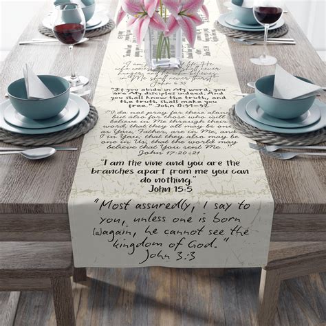 Bible Verse Jesus Quotes Table Runner Cotton Poly Jesus' Words Home ...