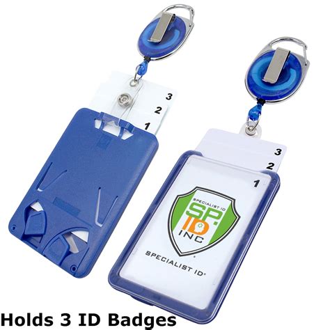 Hard Plastic 3 Card Badge Holder with Retractable Reel - Retracting ID ...