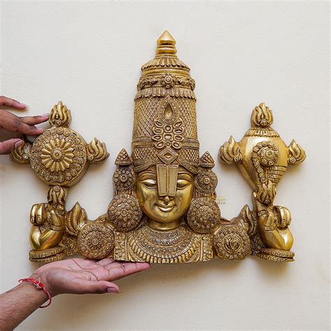 Brass Tirupati Balaji Face Wall Hanging 20 inches – StatueStudio