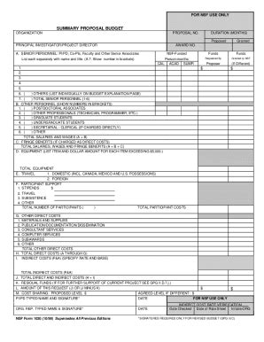 Fillable Online Nsf 1030 Form. Budget Template Fax Email Print - pdfFiller