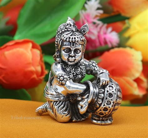 925 sterling silver crawling krishna, baby Krishna, Makhan Gopala,Ladd ...