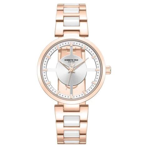 Kenneth Cole Quartz Analog Silver Dial Rose Gold Colour Ceramic Strap ...
