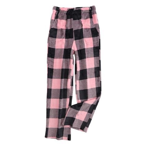 DENGDENG Flannel Pajama Bottoms Women Warm Fuzzy Pj Pants Winter Plaid ...