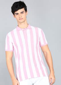 United Colors of Benetton Striped Men Polo Neck Pink T-Shirt - Buy ...