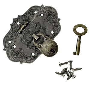 HASTHIP® Brass Hasp Clasp Latch Lock with Key & Screws, Elegant ...
