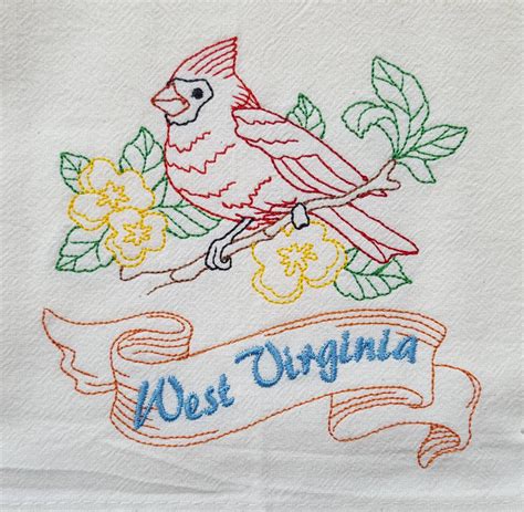 West Virginia State Bird Cardinal OR State Flower Rhododendron Machine ...