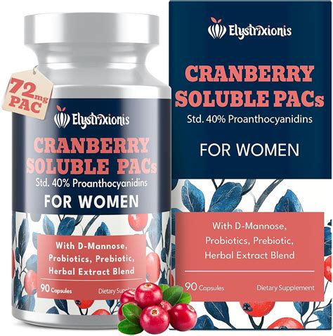 Amazon.com: Elystrixionis 72mg PAC, Cranberry Pills for Women - Organic Cranberry Juice Extract ...