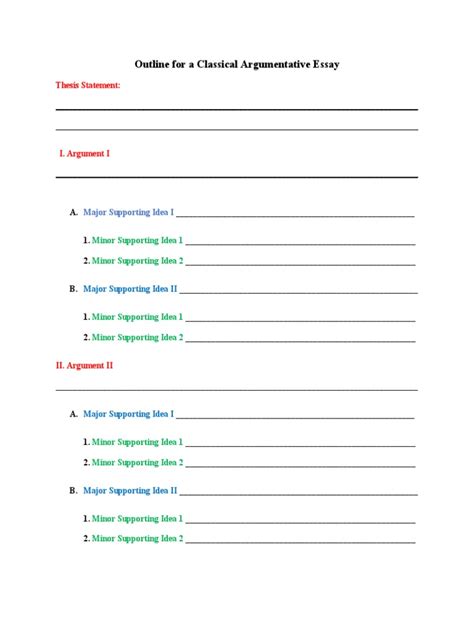 Image result for Argumentative Essay Outline Example