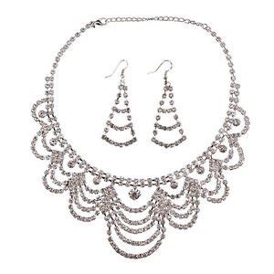 Buy Women's Wedding Bridal Rhinestone Crystal Necklace Earring Jewelry ...