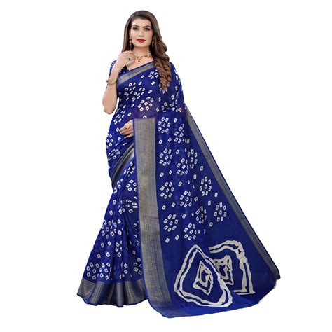 Blue Casual Printed Linen Saree