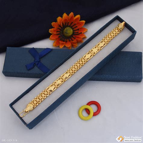 Artisanal Design Gold Plated Box Bracelet for Men - Style D518 – Soni ...