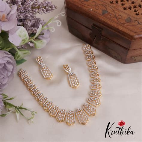 Trendy CZ Sparkling American Diamond Studded Necklace NC2405 – Kruthika ...
