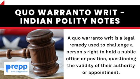 Quo Warranto Writ - Indian Polity Notes