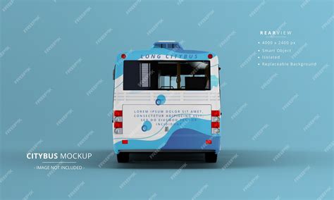 Long city bus mockup rear view | Premium PSD