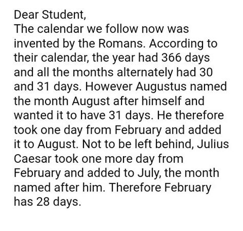 Why there are 28 days in february. - Brainly.in