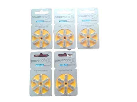 Power One Hearing Aid Battery Size 10, Pack of 5 (30 Batteries ...