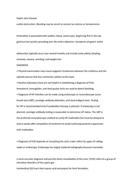 Peptic ulcer disease - Peptic ulcer disease outlet obstruction ...