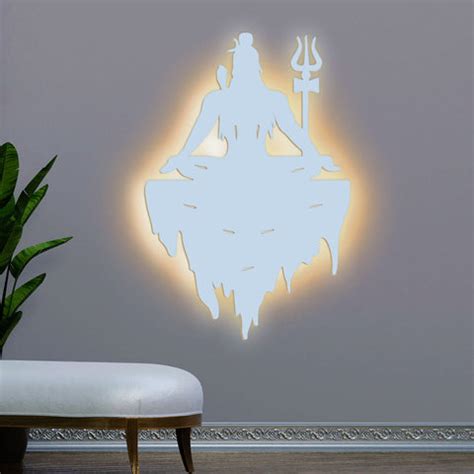 Adiyogi Mahakal Lord Shiva Premium Backlit Design Wooden Wall Hanging ...