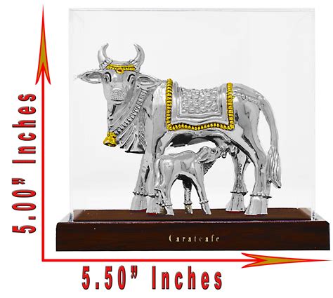 Buy CaratCafe Pure Silver 999 Statue Kamdhenu Cow with Calf ,BIS ...