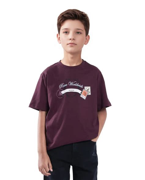 Rare Ones Kids Marn Maroon Cotton Blend Half Sleeve Slip-On Printed Re