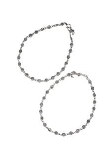 NVR Women Set of 2 Silver-Plated German Silver Anklets (NVR2659 ...
