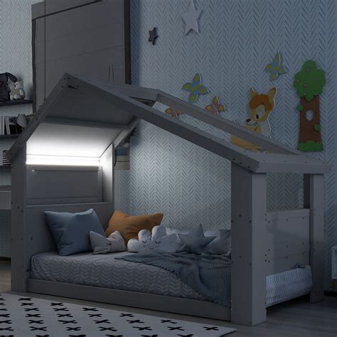 Twin Floor Bed for Kids,Twin Size Playhouse House Bed Frame w/ Roof ...