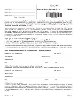 Fillable Online MyChart Proxy Request Form CHILD - Patient Portal Fax ...