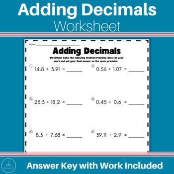 Worksheetcloud Adding Decimals 的图像结果