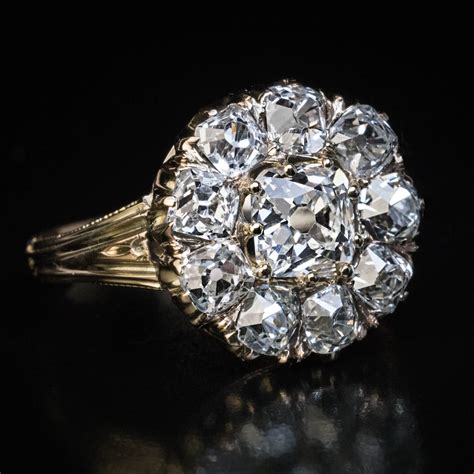 Antique 3.50 Ct Old Mine Cut Diamond Cluster Ring - Etsy