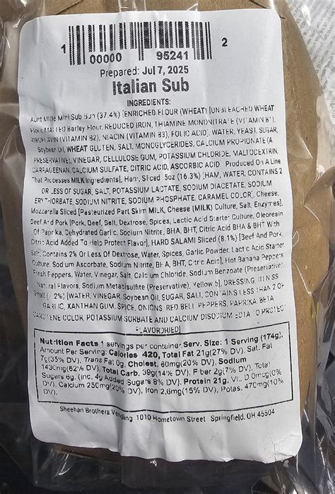 Sheehan Brothers Vending recalls individually wrapped food items